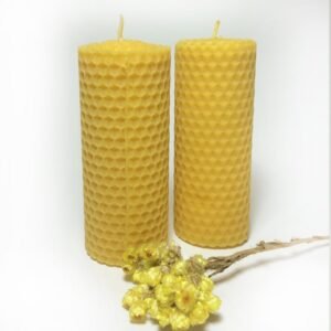 Natural Beeswax Candle - Set of Two Small Candles (4cm x 10cm)
